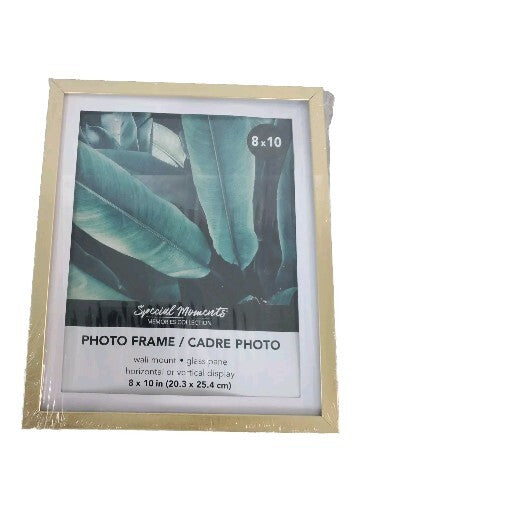 Gold 8x10 Photo Frame Wall Mount ; Glass Pane ; Horizontal Or Vertical Display