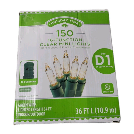 Holiday Time 150 16-function Clear Mini Lights 36 Feet Long