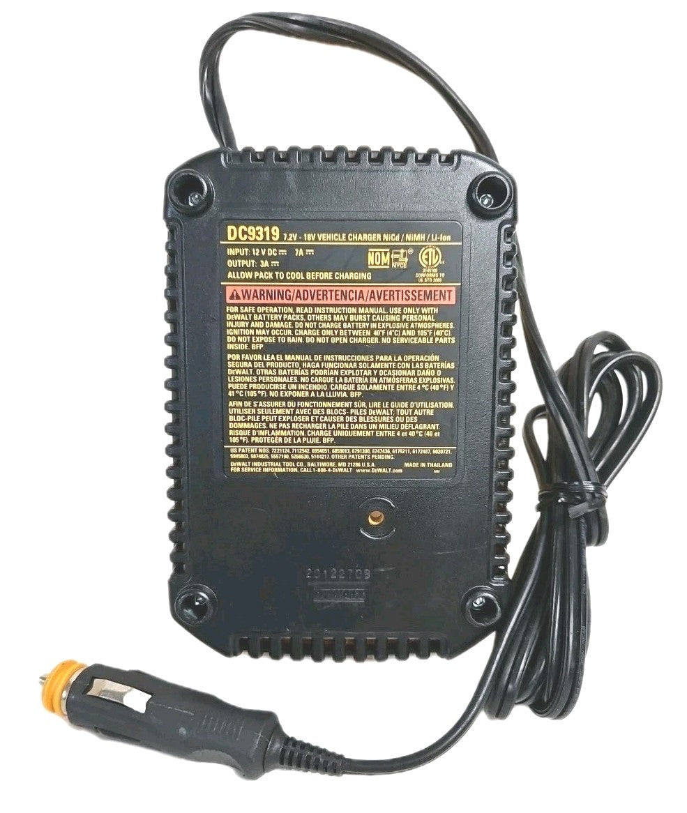 DEWALT DC9319 7.2V 12V 14.4V 18V 1-Hr Vehicle Charger NiCD NiMH Li-Ion Battery