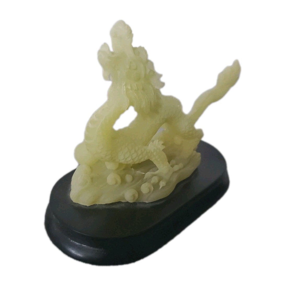 Vintage Jade Green Dragon Statue 4"