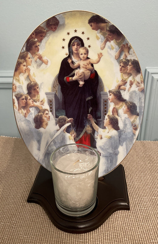 Madonna and Child Jesus Plate/Candle Shrine