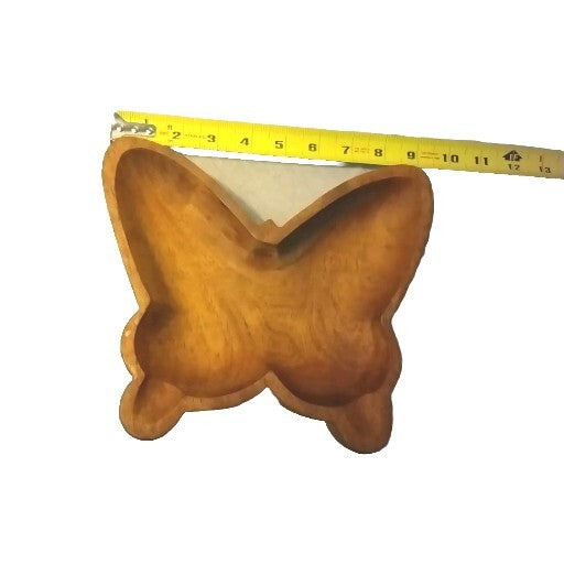 Mid century modern Wooden Hand Carved  Butterfly Dish Bowl From Haiti