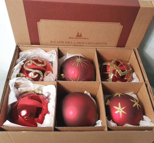Balsam Hill Large Ornaments Set Of 6  Beautiful  6 1/2" Tall Close To 19" Round