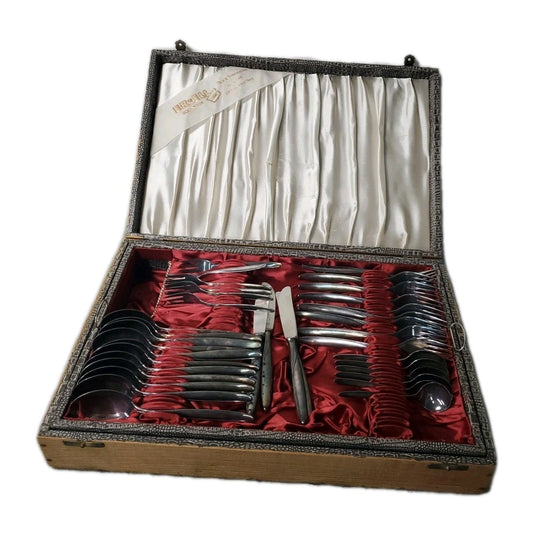 Vintage OKA 36 Piece Set With Case 90-45 Silver Flatware Set