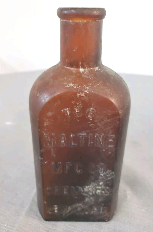 Antique medicine bottle THE MALTINE  MF'G. CO. CHEMISTS  NEW YORK amber color