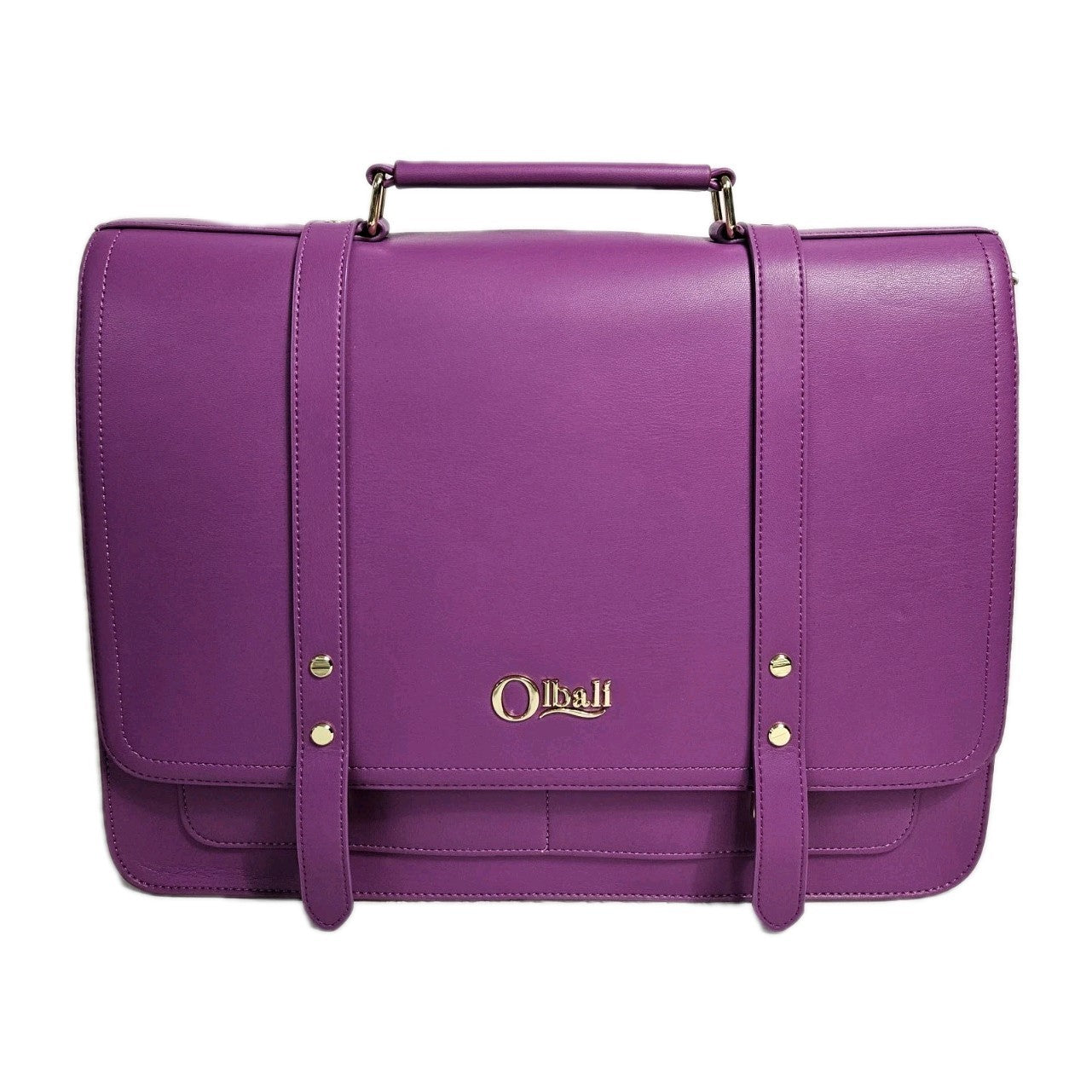 NEW - Olbali Vegan Leather Purple Brief Bag / Laptop Carrying Tote W/ Dust Bag