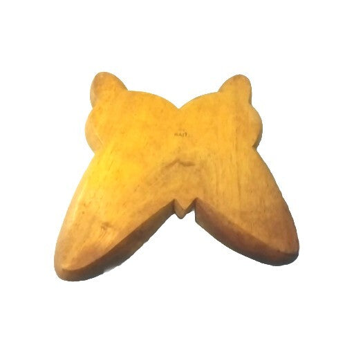 Mid century modern Wooden Hand Carved  Butterfly Dish Bowl From Haiti