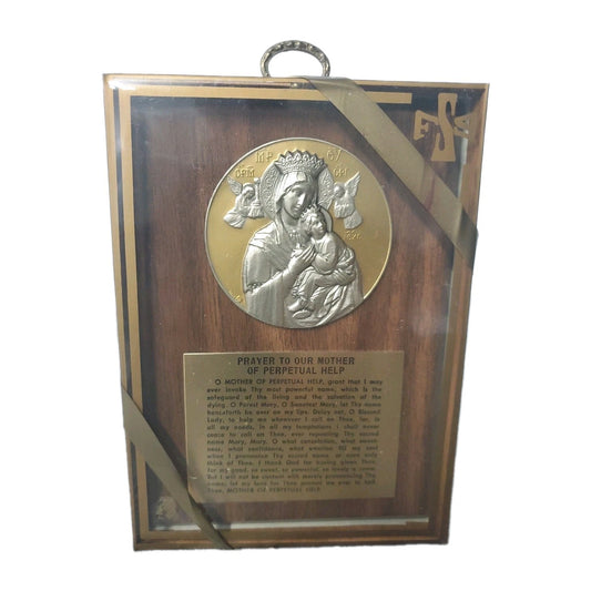 Vintage Religious Plaque Prayer To Our Mother Of Perpetual Help