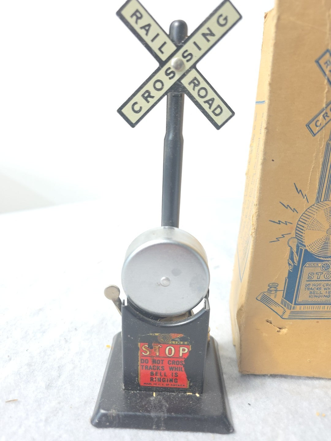 Marx 418 Railroad Crossing Signal Ringing Bell With Original Box O Gauge