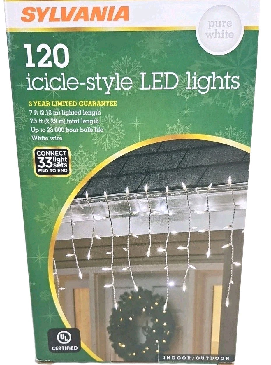 Sylvania 120 Icicle Style LED Lghts Outdoor Christmas Lights Connect 33 Sets