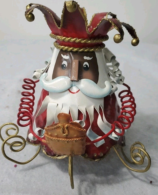 Vintage Santa Candle Holder Metal Rare
