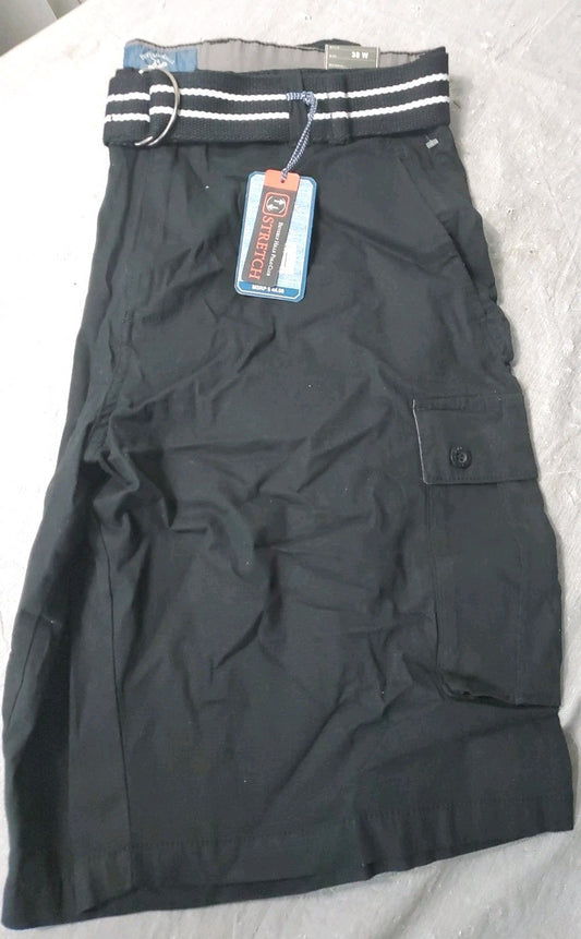 Beverly Hills Polo Club Black Shorts Size 38w Stretch  With Belt