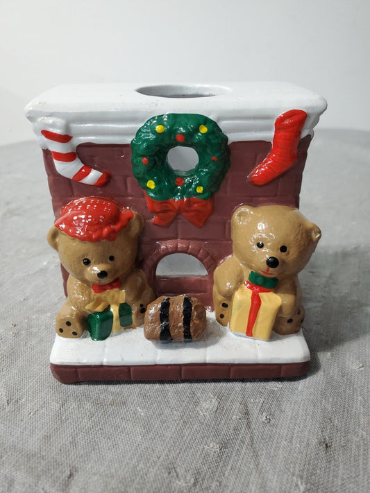 Vintage Fireside Teddies Giftco 4 Inxh High Candle Holder