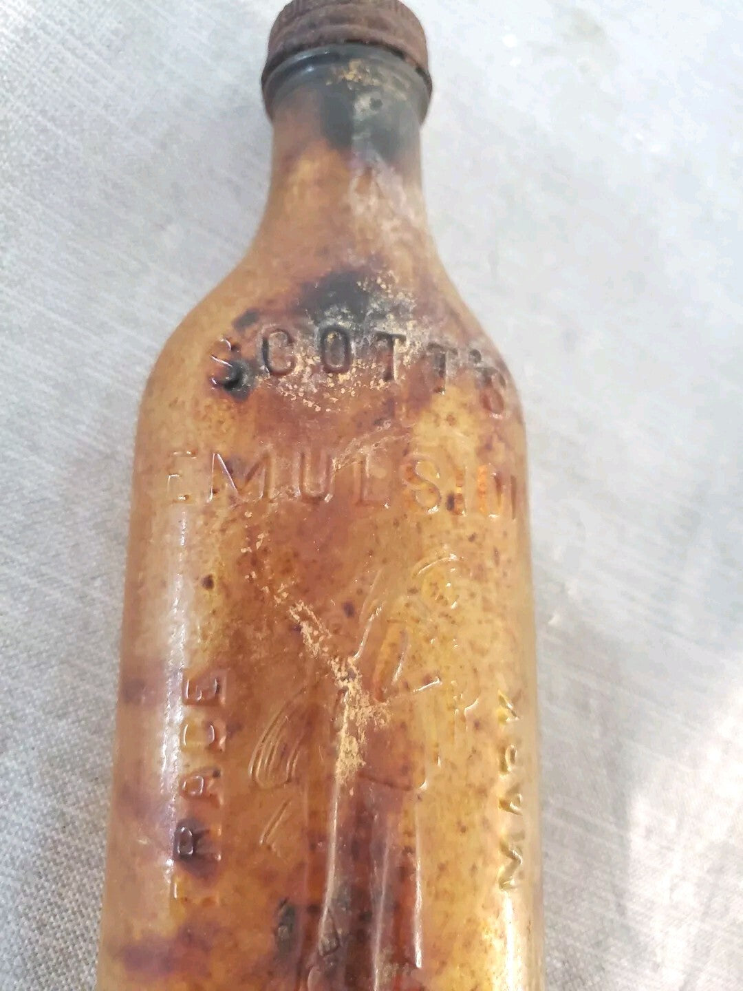 vintage scott s emulsion cod liver Oil Bottle
