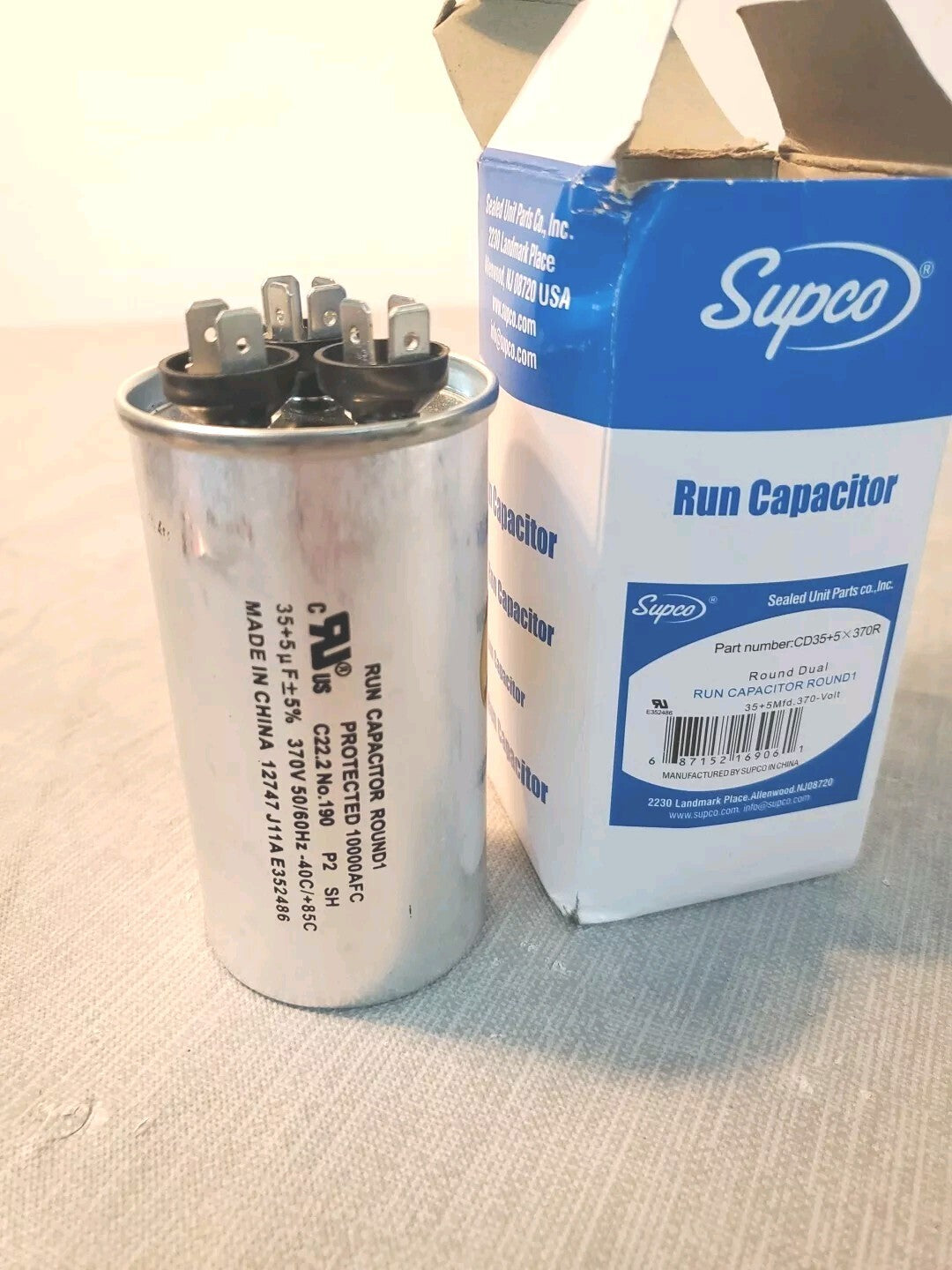 Supco Run Compacitor CD35+5×370R ROUND DUAL NEW