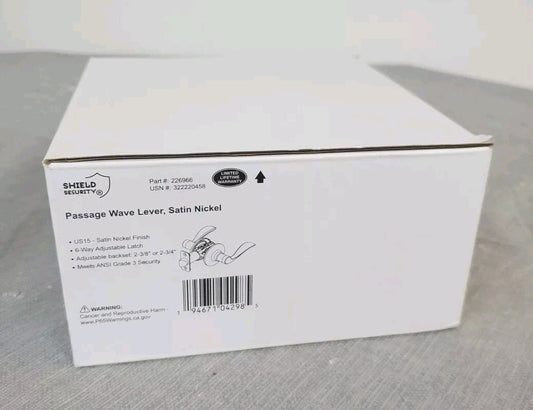 Shield Security Passage Wave Lever Satin Nickel Part # 226966