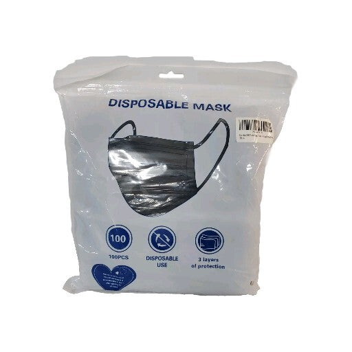 Black Disposable Face Mask 100PCS 3-Ply Medical Surgical Ear-Loop Mouth Cover