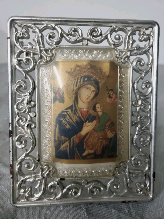 Duray Plastic Frame Print Of Mother Marry Baby Jesus  Vintage