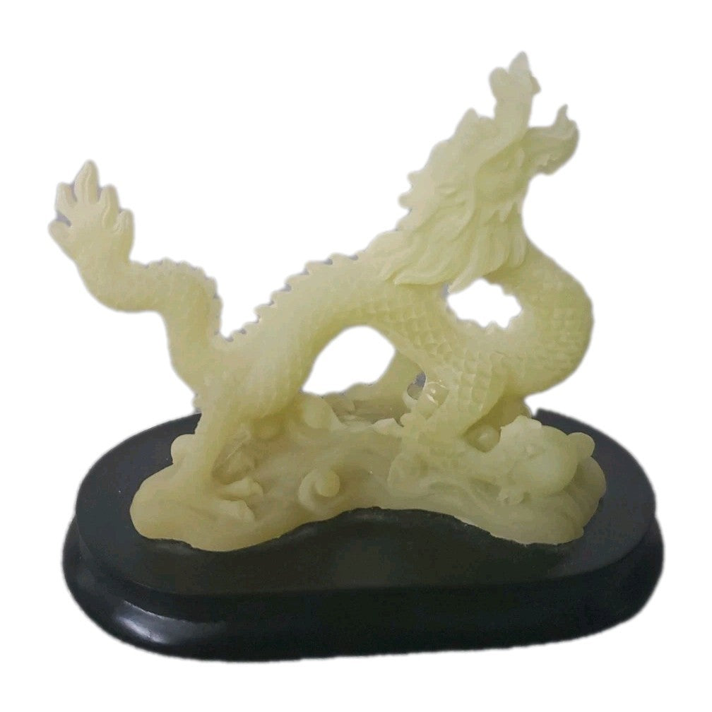 Vintage Jade Green Dragon Statue 4"