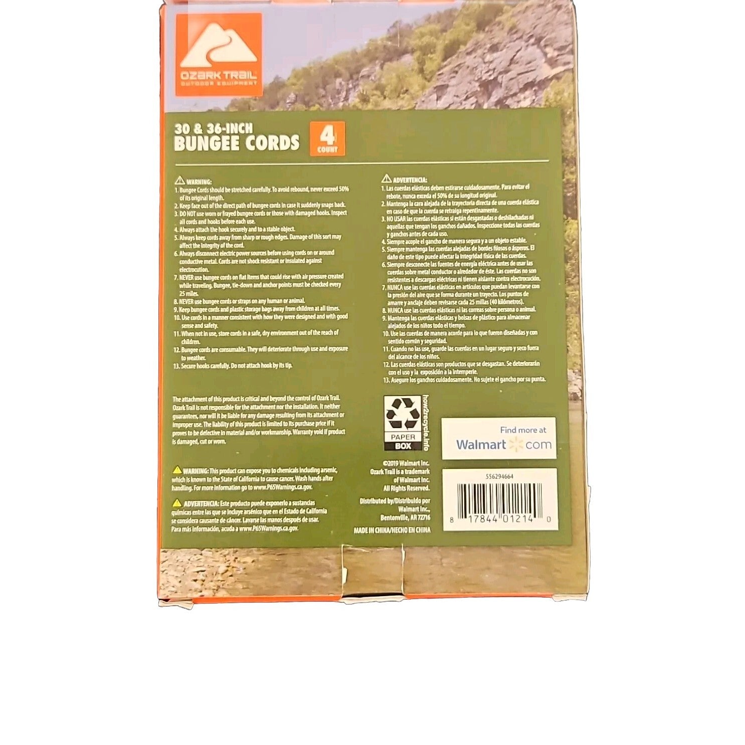 Ozark Trail Rubber Bungee Cords 4 Count Box 2-30 inch 2-36 inch