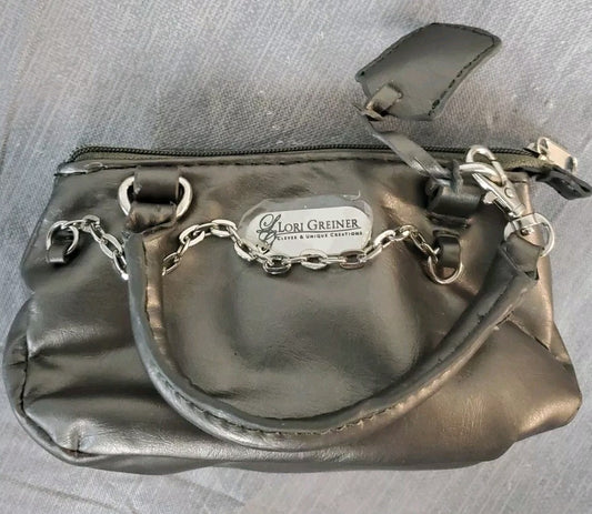 Lori Greiner Mini Bag/coin Purse Metallic Gunmetal Color