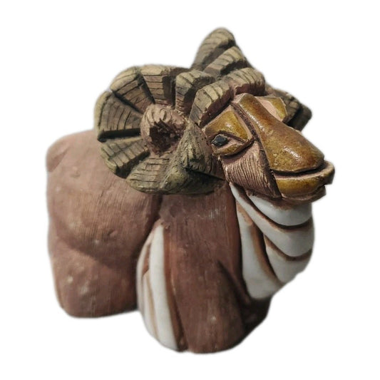 Vintage Artisania Rinconada Figurine Of A Big Horn Ram Handcrafted In Uruguay 4"