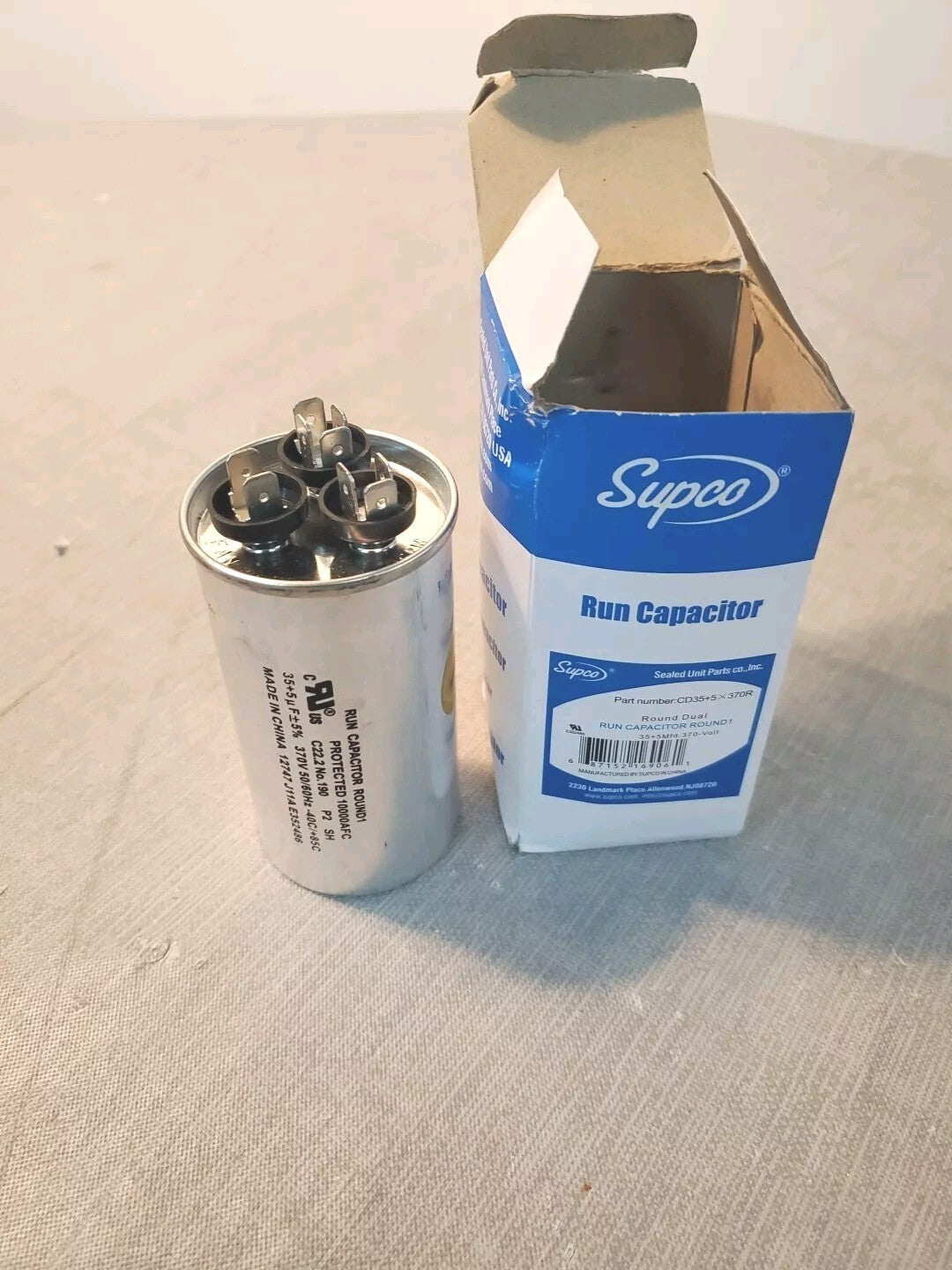 Supco Run Compacitor CD35+5×370R ROUND DUAL NEW