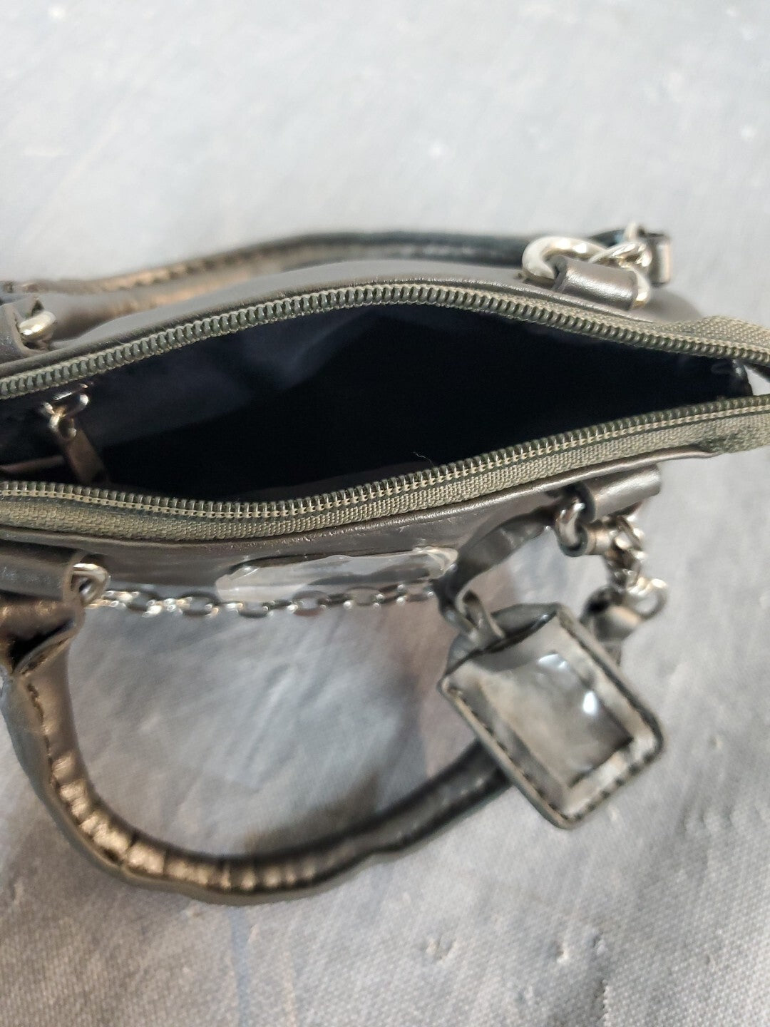 Lori Greiner Mini Bag/coin Purse Metallic Gunmetal Color