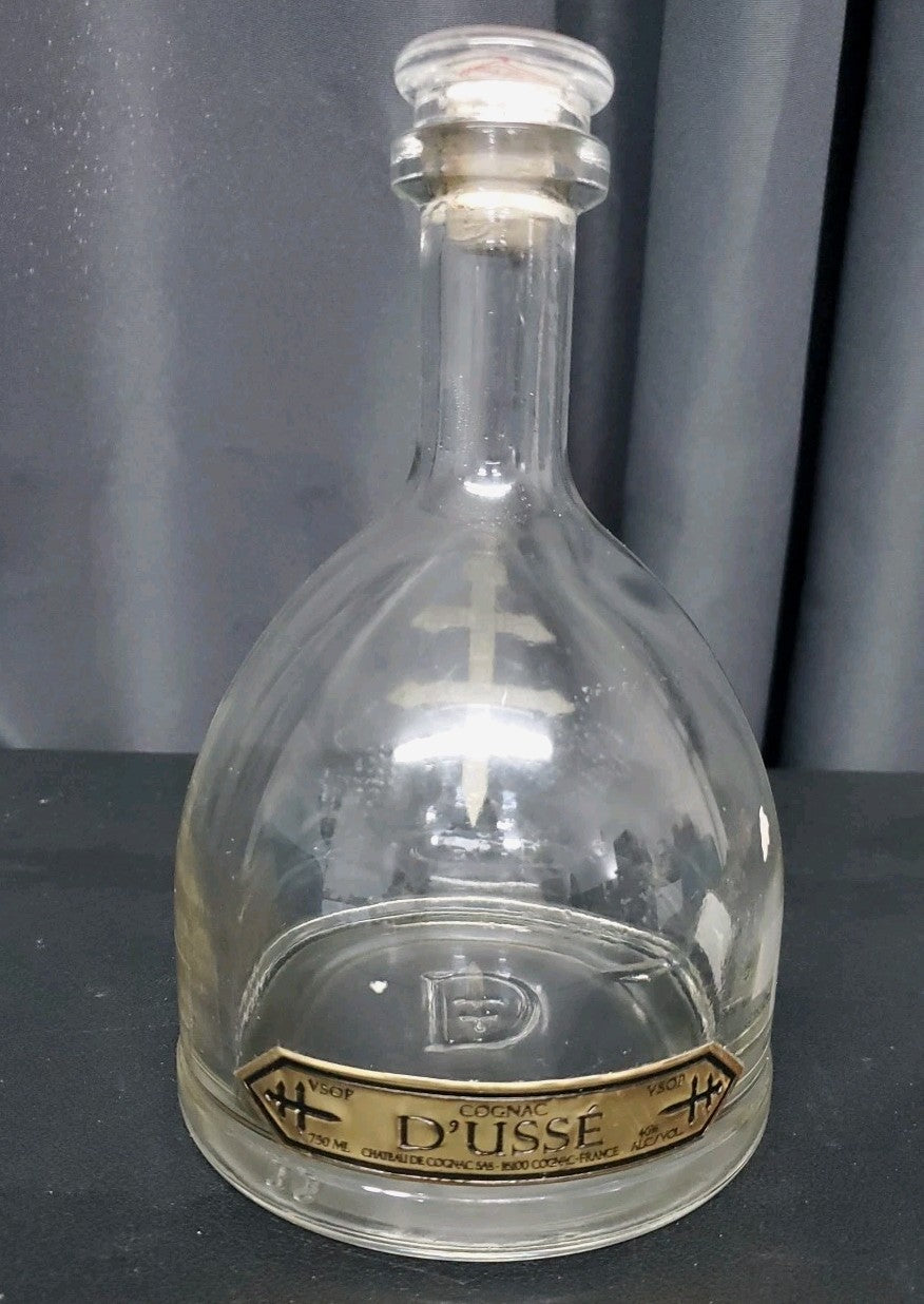 D'USSE VSOP Cognac Empty 750ml Embossed Glass Bottle with Cork Stopper 