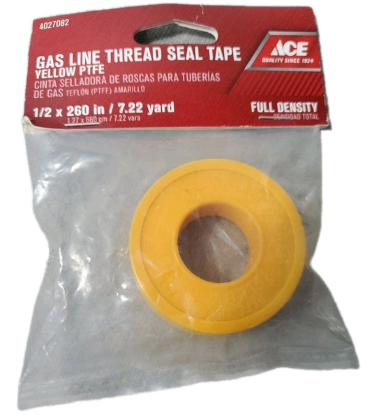 Ace Gas Line Thread Seal Tape Yellow PTFE 1/2" X 260" New