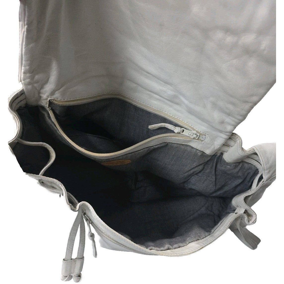 Womens Purse White Leather  Handbag 18" Wide 