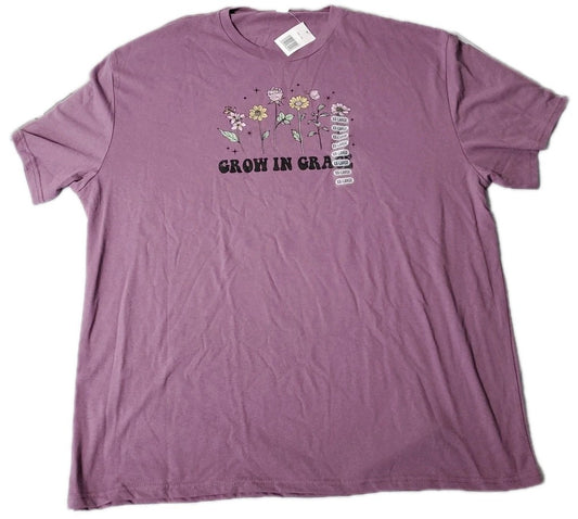Grow In Grace Womans XXL Purple T-shirt  Floral Graphic