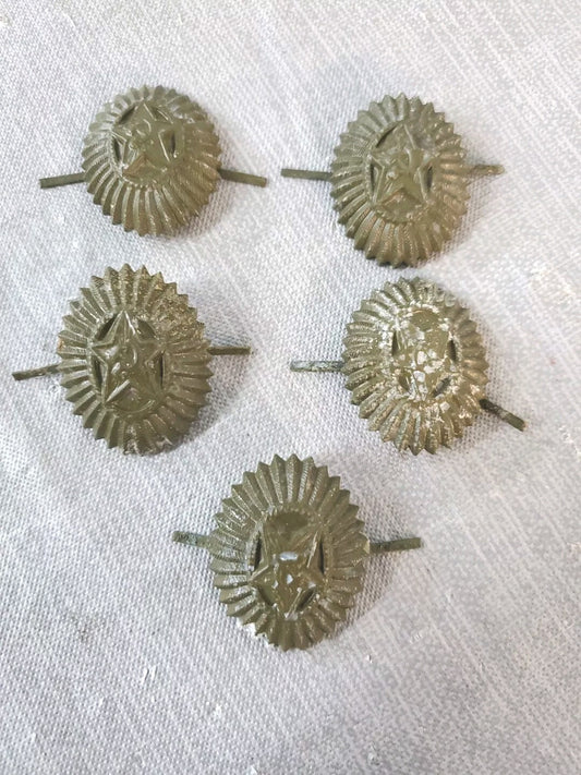 Vintage USSR Field Officer Green Hat Badge Lot Of 5