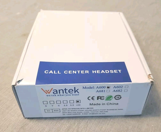Wantek Call Center Headset Model A600f New Open Box