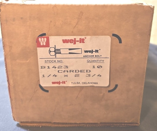 wej-it Concrete Wedge Anchor, 1/4 x 2-3/4", B1432 2000psi LOT OF 60