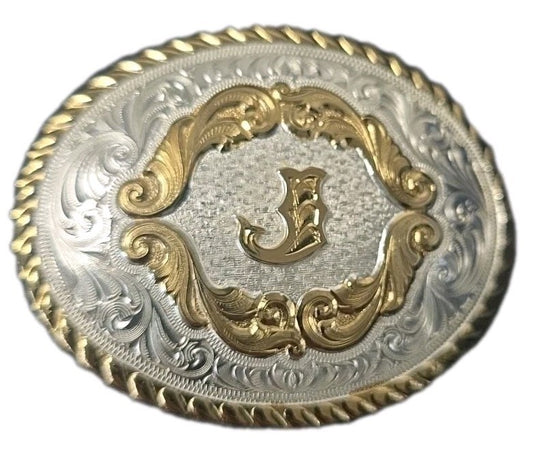 Montana Silversmiths Buckle Letter J Two-tone NEW Silver Gold Plated Over Brass