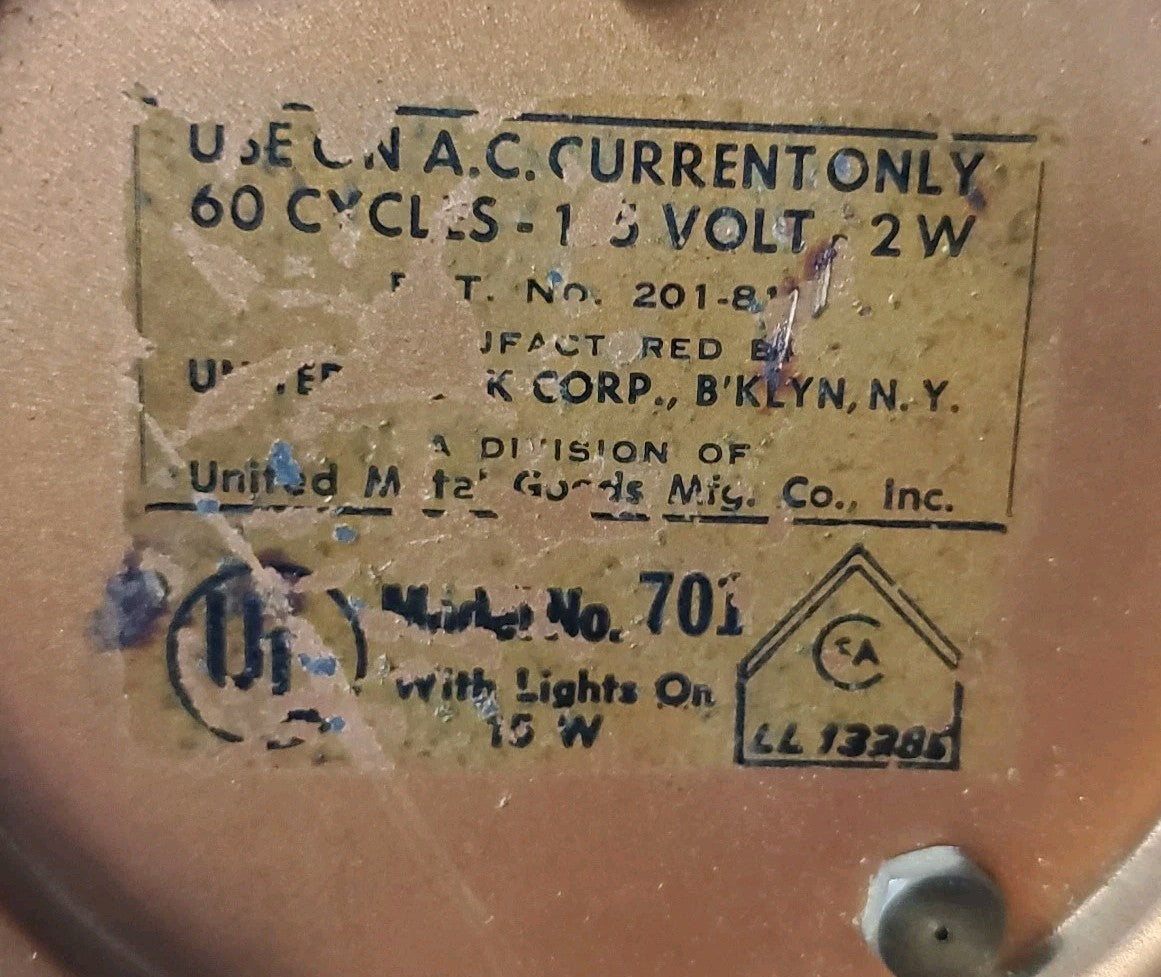 United Metal Goods Horse Carriage Model 701 Clock Doesn't Work 