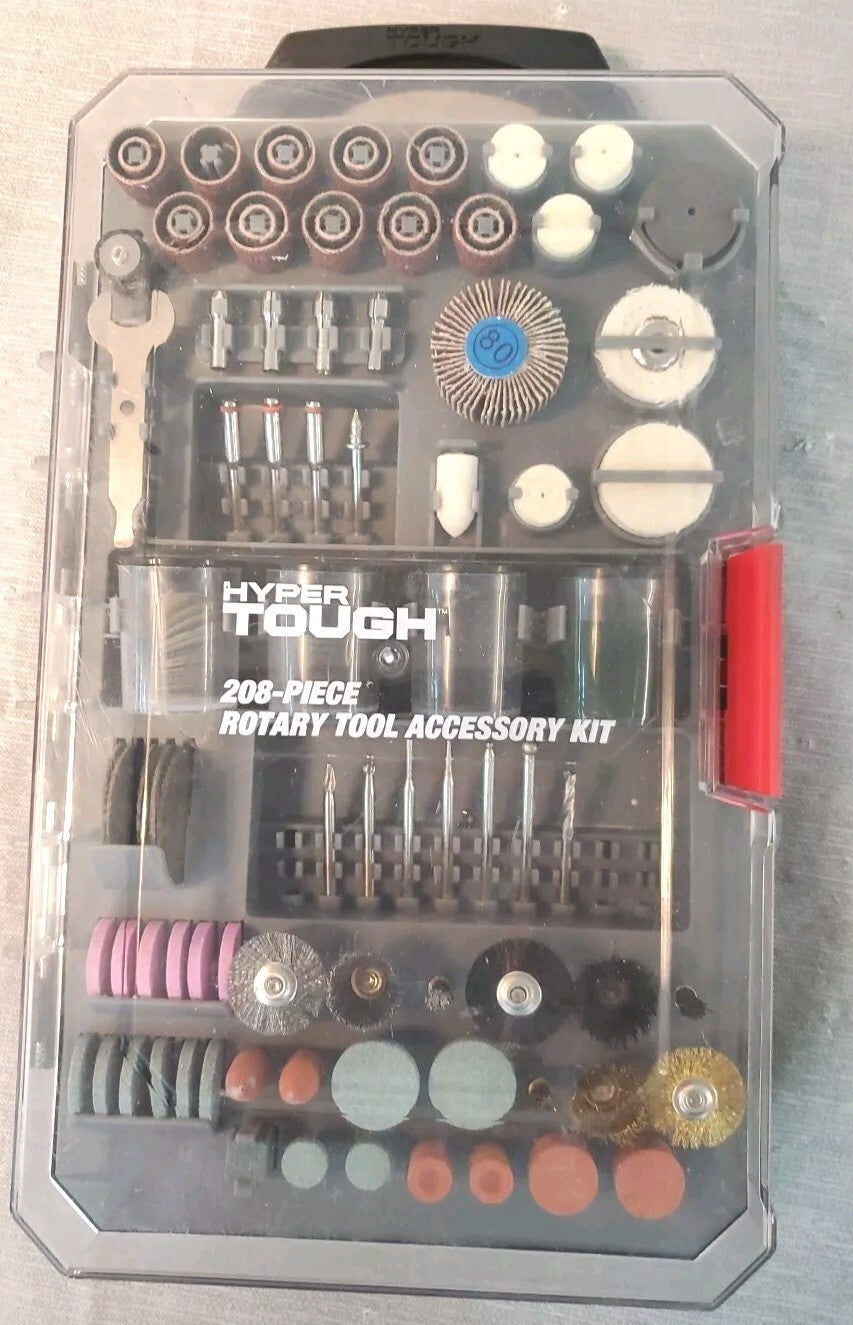 Hyper Tough 208 Piece Rotary Tool Accessory Kit with Storage Case