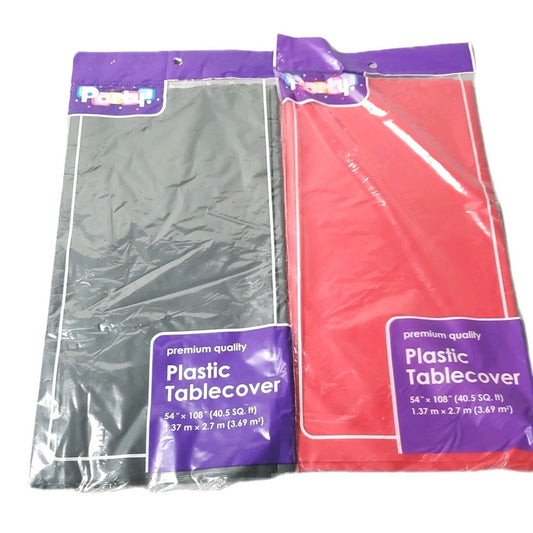 Party Premium Tablecover Black AND RED 54"×108"