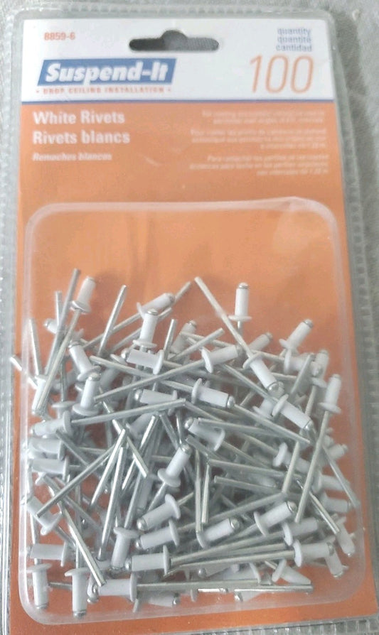 Suspend-It Drop Ceiling Installation White Rivets Quantity 100 Rivets 8859