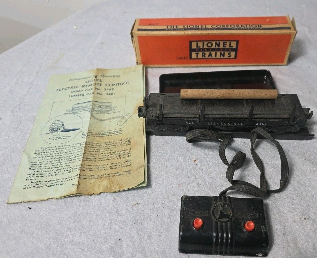 LIONEL #3461X  Operating Lumber Car  And #6019 Speical  Track  And Instructions 