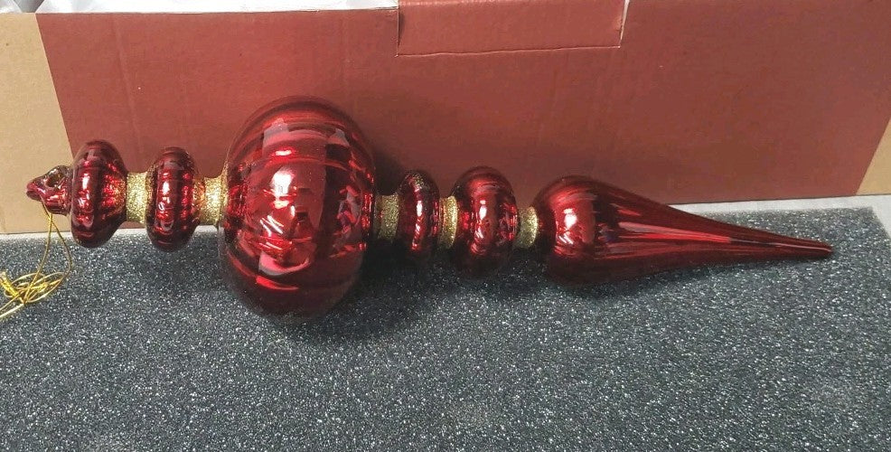 Balsam Hill Finial Ornaments Set Of 6  15" To 12" Long Red