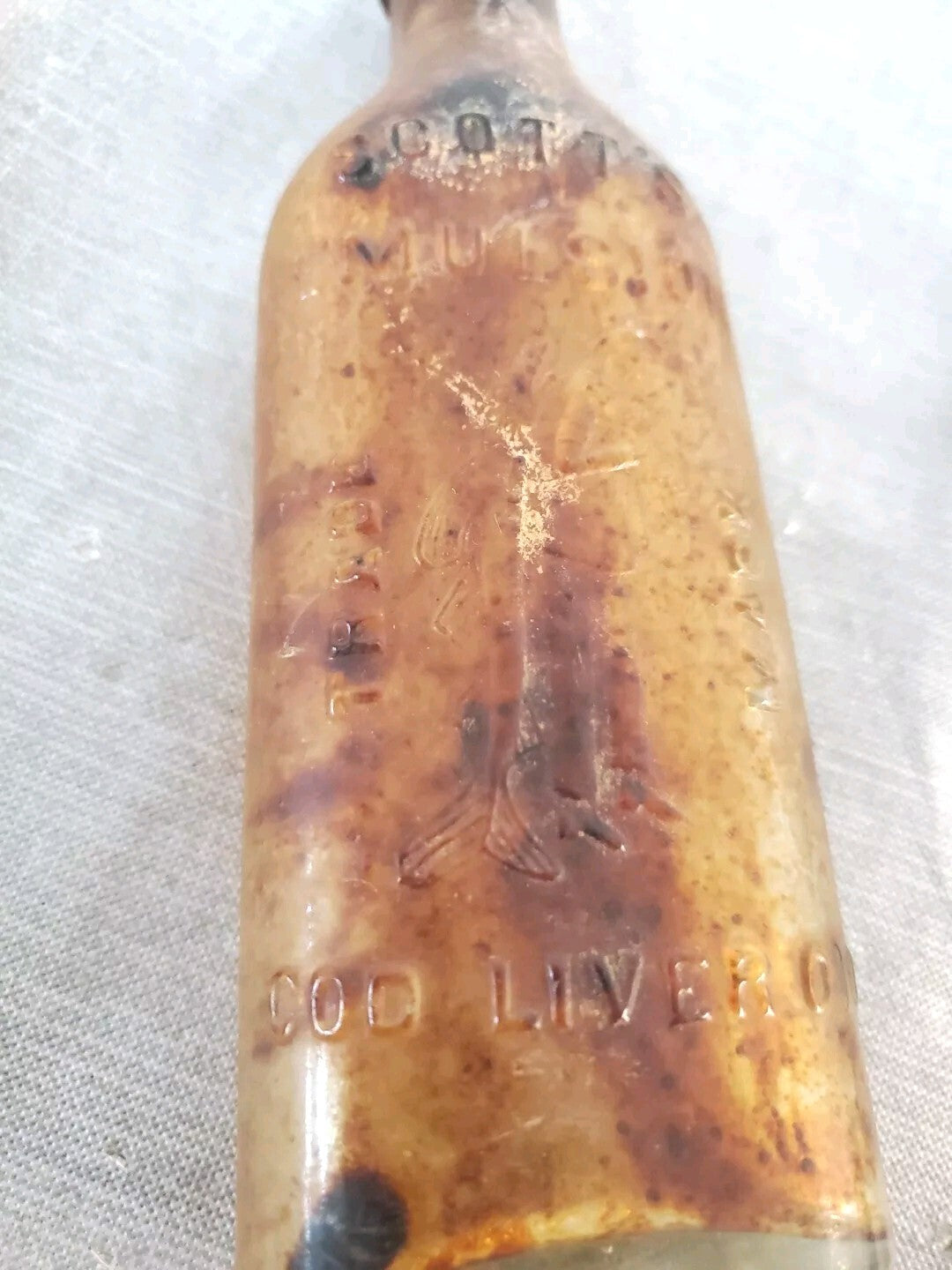 vintage scott s emulsion cod liver Oil Bottle