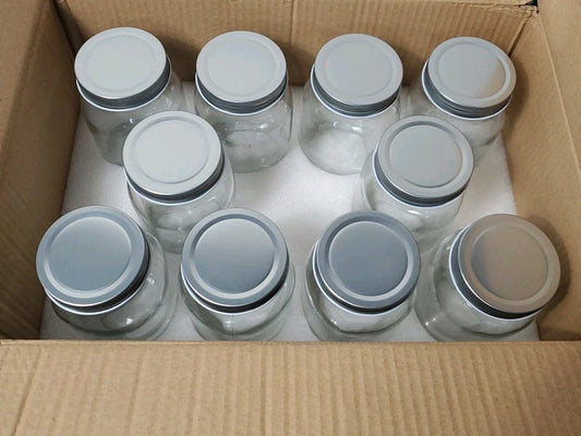Mason Jars Set Of 10 16oz Wide Mouth Bottles  Open Box 5" Tall