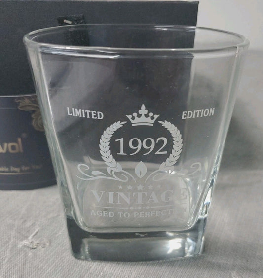 Trieol 1992 Limited Edition  Vintage Age To Perfection Whiskey Glass With Wooden