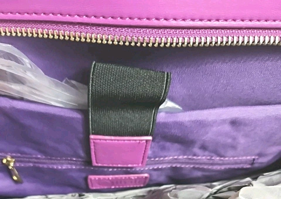 NEW - Olbali Vegan Leather Purple Brief Bag / Laptop Carrying Tote W/ Dust Bag