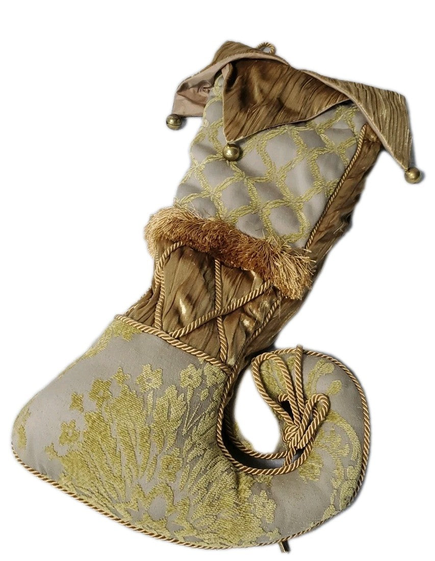 25" Giant Christmas Stocking  Gold Brown And Green Color