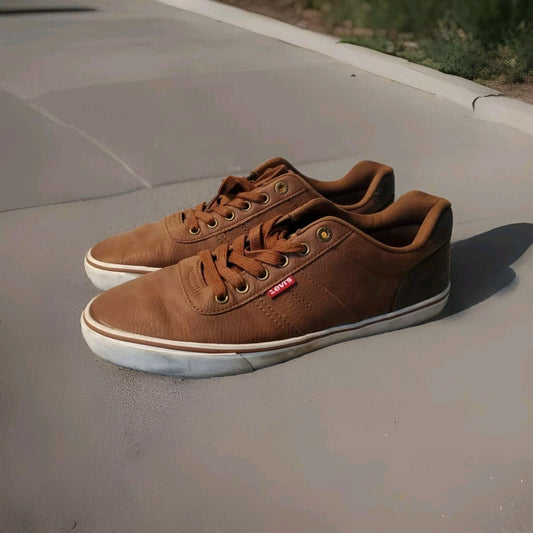 Levis Mens Miles Tumbled WX Brown Leather Tennis Shoes Size 11
