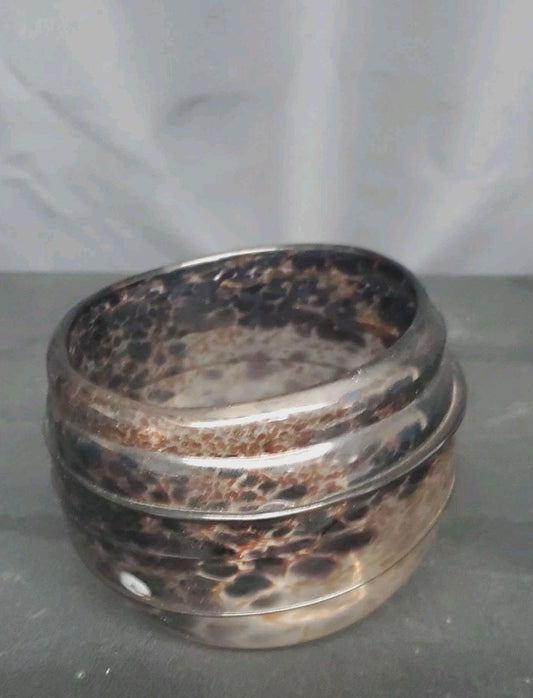Vintage Hand Blown Turtleshell Spotted Glass Vase Candydish Bowl