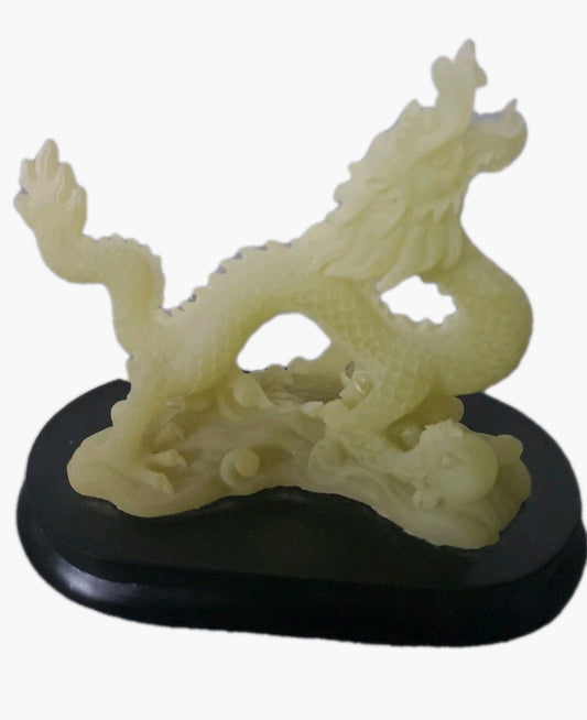 Vintage Jade Green Dragon Statue 4"